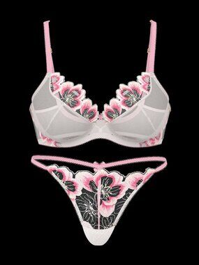 Fabulous by Victoria's Secret Dream Angels Peony Embroidery Full-Cup Bra 36D Set